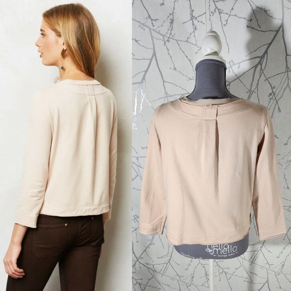 Postmark Beige Cream Sequin Beaded Boxy Fit Pailette Cardigan - Picture 4 of 5